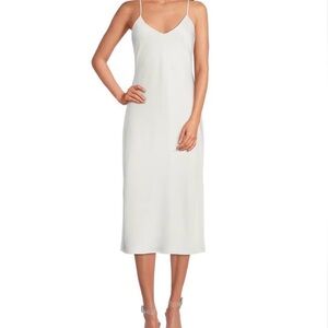 Gianni Bini White Slip Midi Dress with Spaghetti Straps